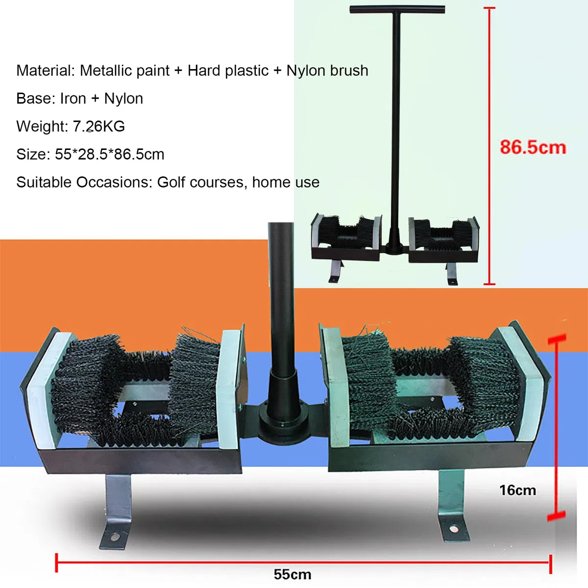 Herramienta limpiadora de botas con marco de metal y ranuras dobles para cepillo para eliminar rápidamente el barro en entradas y caminos