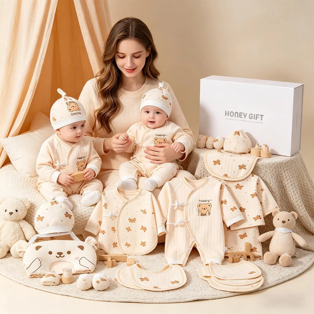 Conjunto de ropa para niños, ropa linda de algodón, suave y transpirable, unisex, para casa, ducha, mamá, cumpleaños, registro de fotografía