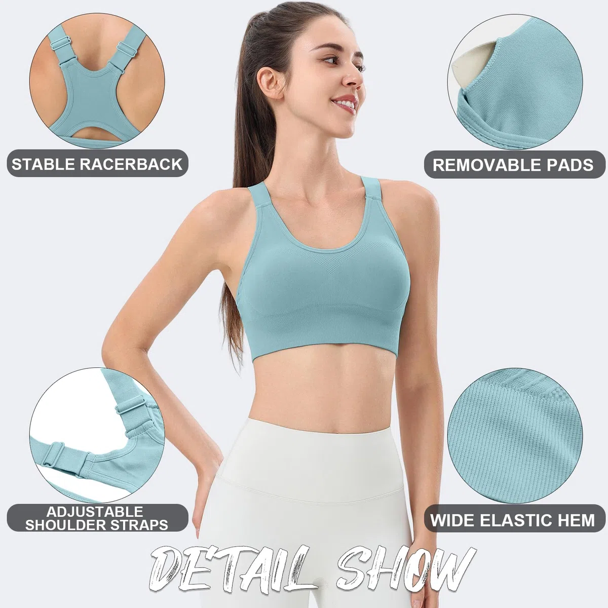 Sujetador Deportivo Mujer Top Deportivo Alto Impacto Bra Almohadillas Extraíbles Bra Top sin Aros para Yoga Fitness Gimnasio