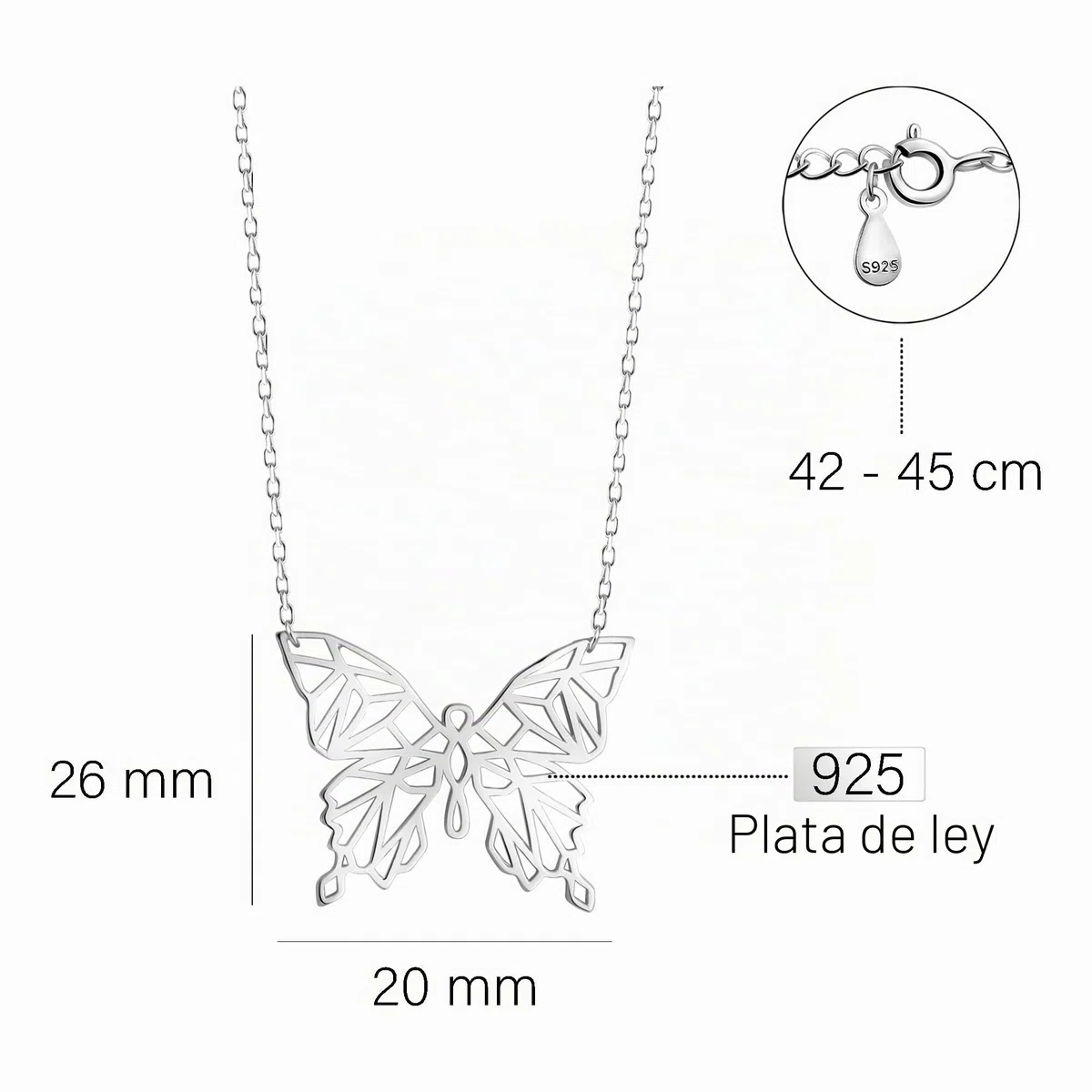 Sofia Milani - Collar para Mujeres en Plata de Ley 925 - Colgante de Mariposa