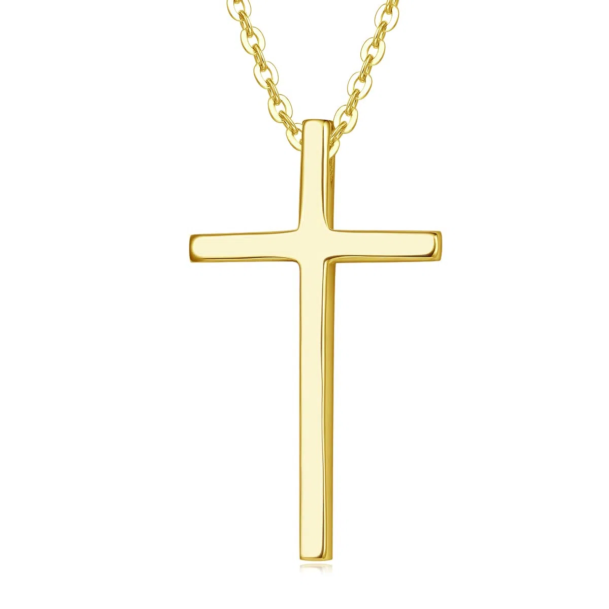 Carleen Collar con Colgante de Cruz de Oro Amarillo blanco Macizo de 14 Quilates (585) Regalo Joyería para Damas Mujer Niñas - Longitud Cadena: 40 + 5 cm