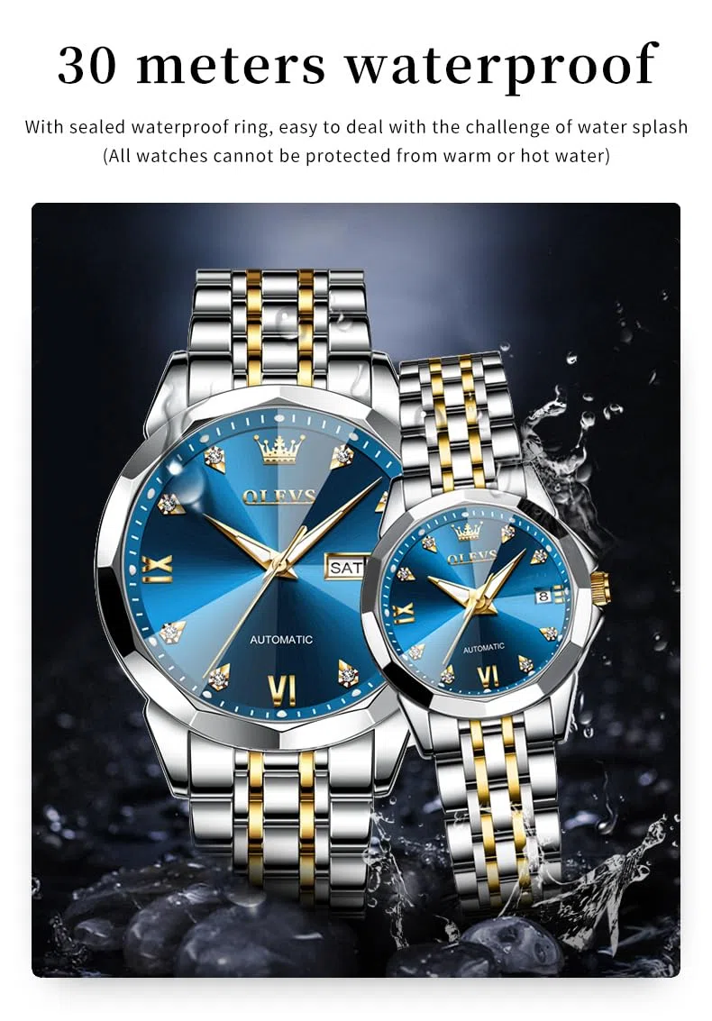 OLEVS Reloj de Pulsera para Hombre, diseño de Esqueleto automático, de Lujo, con múltiples calendarios, Acero Inoxidable, Impermeable, Luminoso, para Hombre