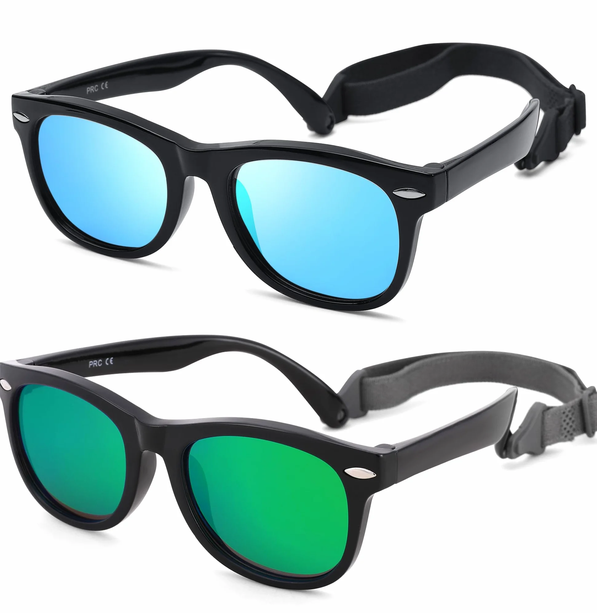 LIU·WEN Lindos lentes de sol polarizados para bebé, flexibles y flexibles con correa para recién nacidos, niños y niñas de 0 a 24 meses