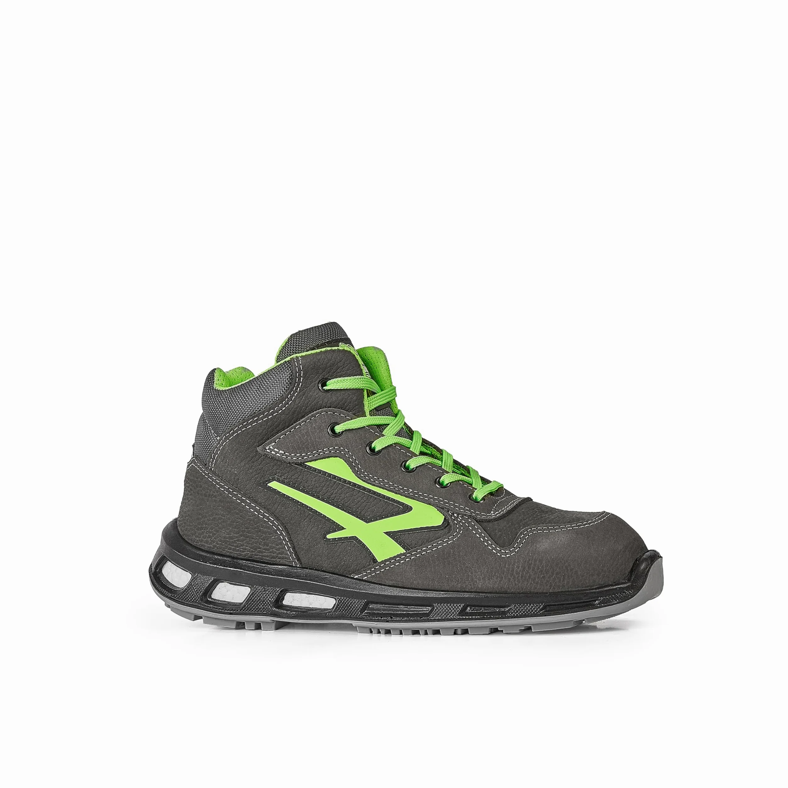 U-Power Red Lion Hummer, Safety Shoes,Zapatos de Seguridad, Altos, Ligeros y Flexibles, Antiperforación, Antipinchazos, con Inserto Infinergy, con Puntera de Aluminio - Grey & Green 43