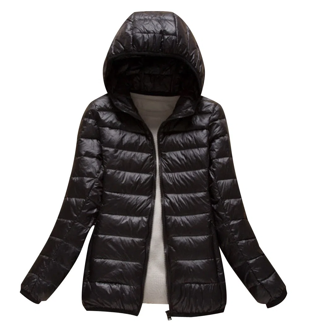 Abrigo Plumas con Capucha Mujer Abrigos Acolchado Plumiferos Ligeros Chaquetas Chaquetones Plumon Anorak Plumifero Corto Cazadoras Chaqueta Acolchada Mujer Plumas Ultralight Invierno Negro S