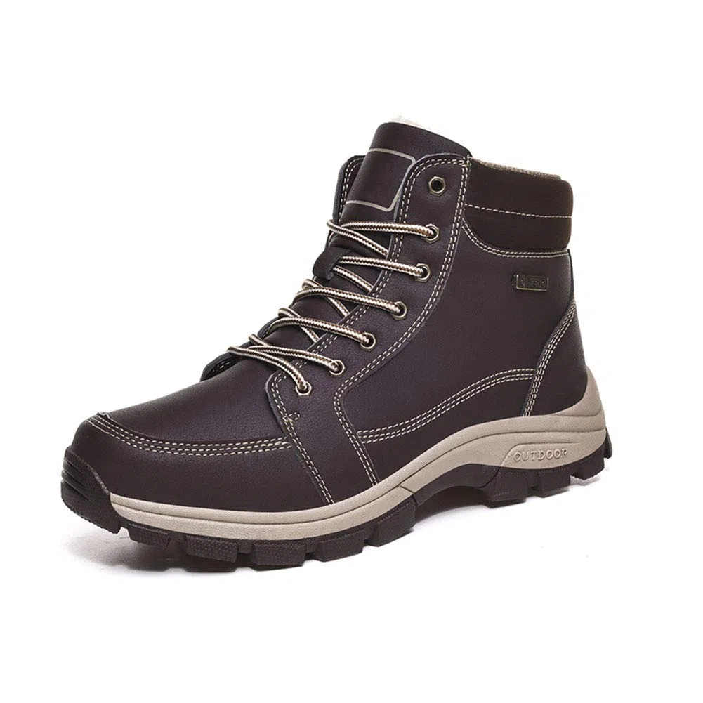 Paño Grueso Y Suave De Alta Tapa De La Nieve Botas, Nueva Manera Simple Y Zapatos Deportivos Al Aire Libre En Invierno, Zapatos De Algodón Antideslizante Para Senderismo Y Senderismo,Brown b,47