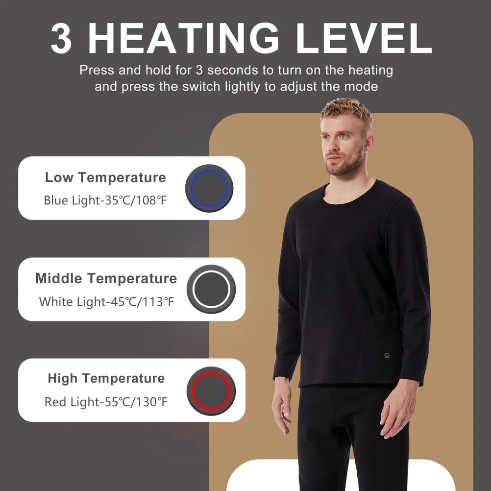 Pantalones Calefactables para Hombres, Calzoncillos Largos Eléctricos De Invierno con Forro De Felpa, Capa Base Térmica Inferior para Caza Y Esquí