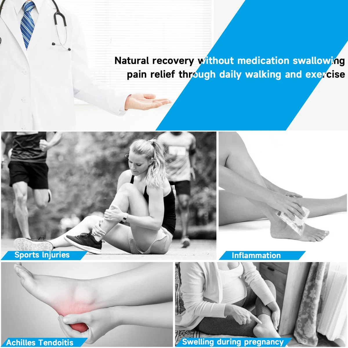cerpite Calcetines de compresión con cremallera para hombre y mujer, 2 pares de 15 – 20 mmHg, punta cerrada, hasta la rodilla, para correr,