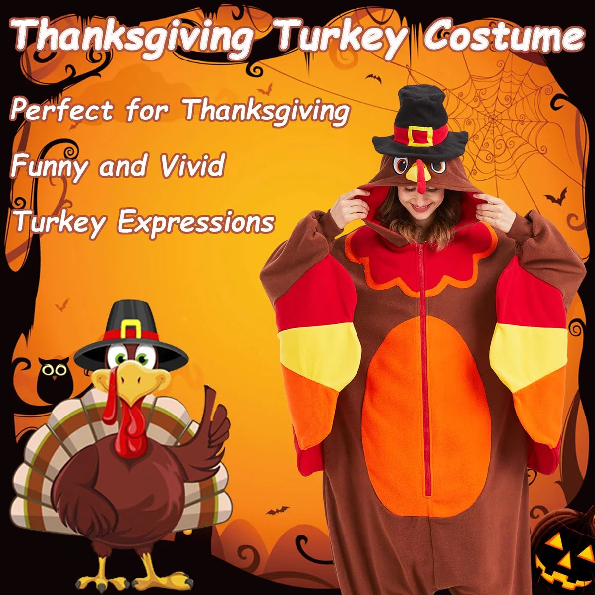 Mameluco de pavo para adultos, disfraz de Acción de Gracias, Halloween, pijama de una pieza para cosplay de animales para mujeres y hombres