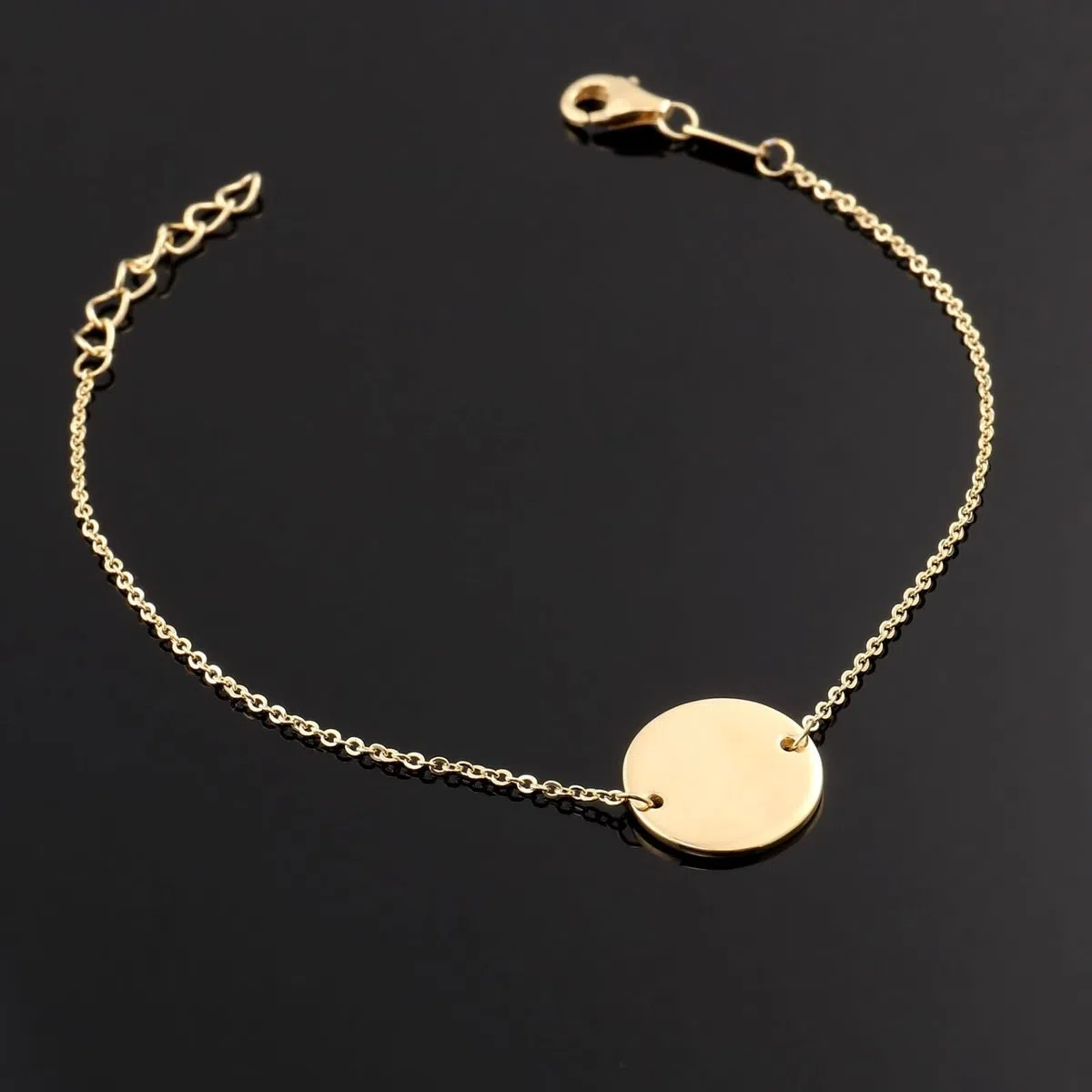 Pulsera de moda para mujer, de oro amarillo con lentejuelas pulidas, para promesa de boda