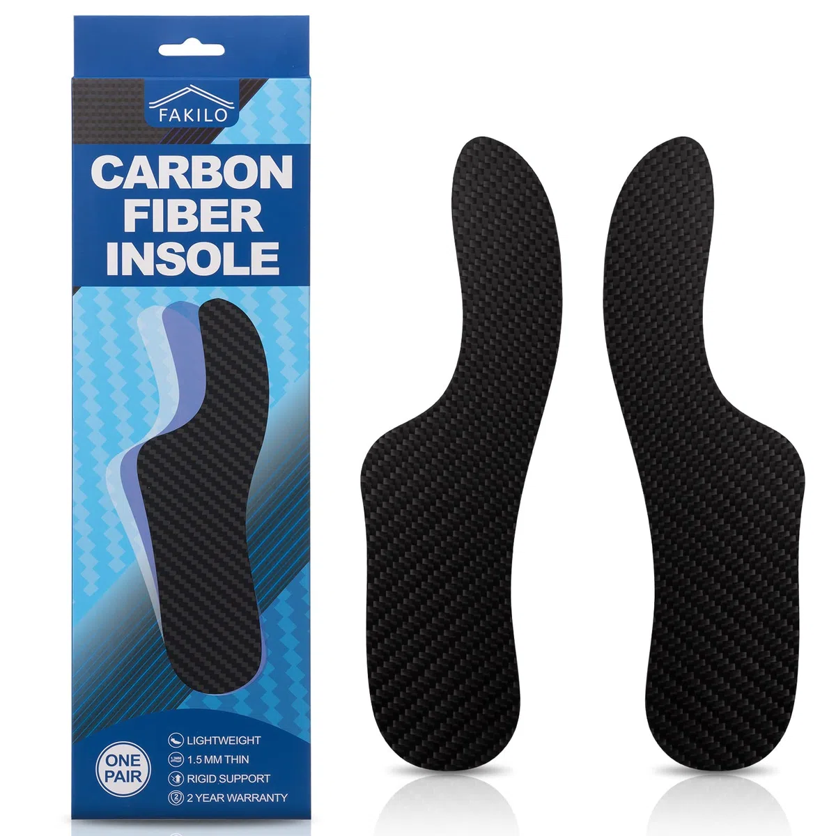 Plantilla de fibra de carbono Morton Extension Orthotic, FAKILO 1 par de plantillas rígidas para hallux rigidus, dedos de césped, hallux limitus – 295 mm – Talla mujer 14,