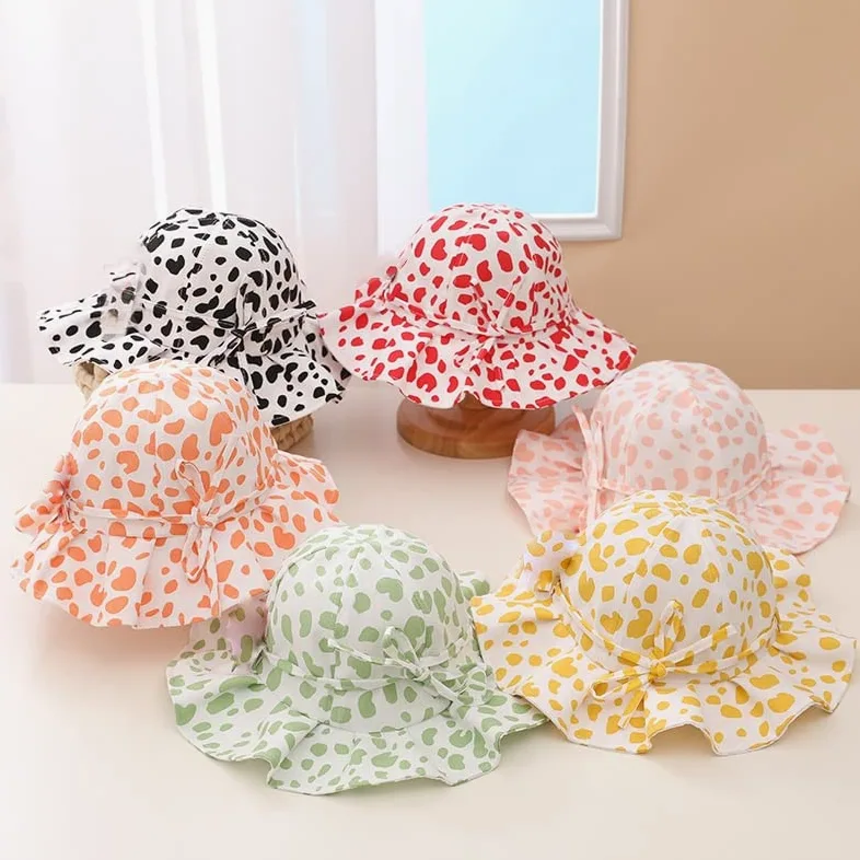 LNNSHX Sombrero para el Sol para niñas, Estampado de Leopardo, Sombrero de Cubo para niños, Gorro de algodón, Gorra para niños pequeños, Sombrero de Pescador para bebés (Color: Argento, tamaño: 48-52