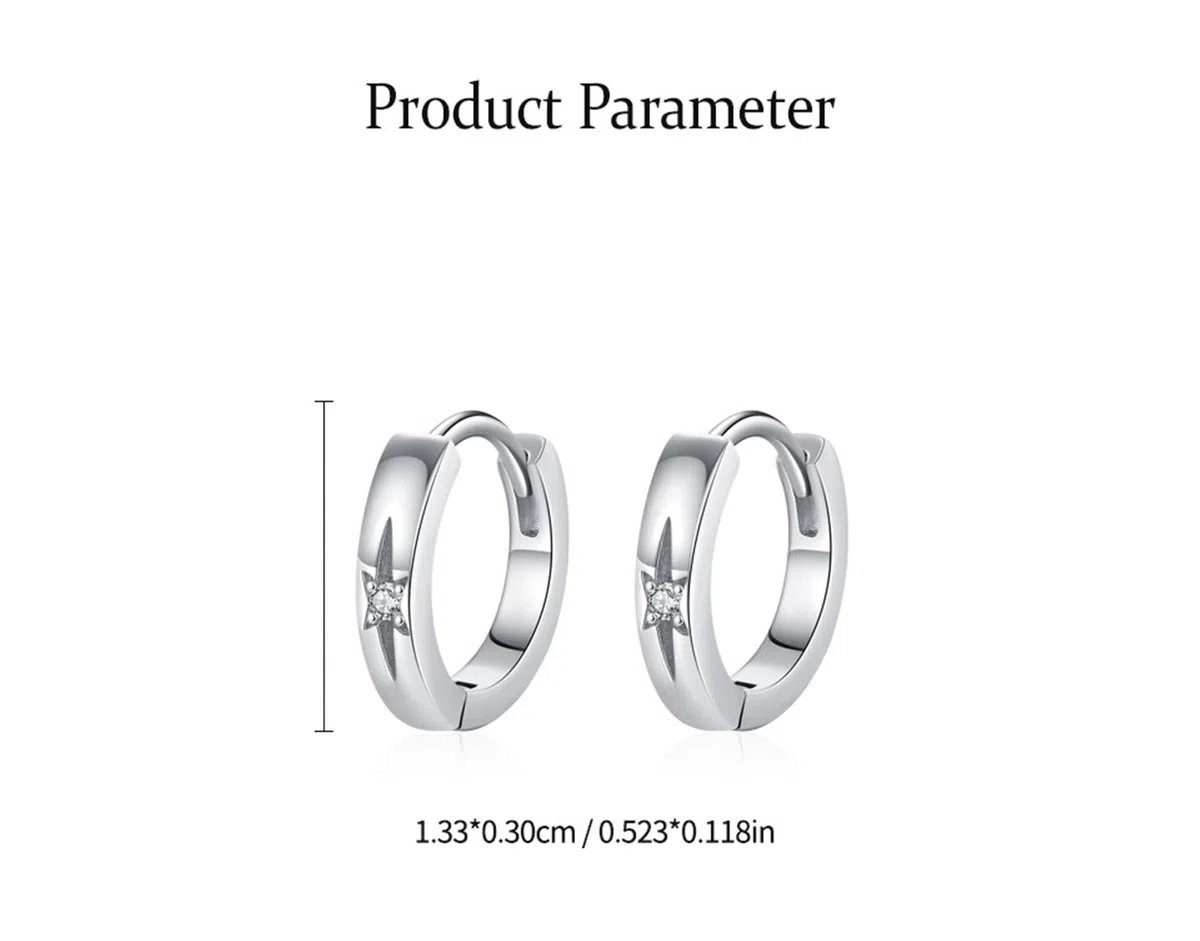 Pendientes de aro pequeños de oro real de 18 quilates para mujer, moissanita blanca, oro blanco de 9 K, 14 y 18 quilates, para uso diario, para mujer, ajuste de estrella