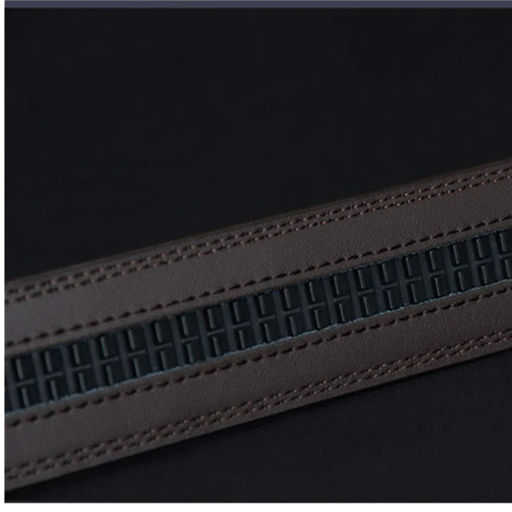 Cinturones de cuero para hombres Cinturón de cuero para hombres Hebilla automática flexible y duradera Cinturón deslizante de lujo Vestido con trinquete Cinturones elegantes Regalo para traj