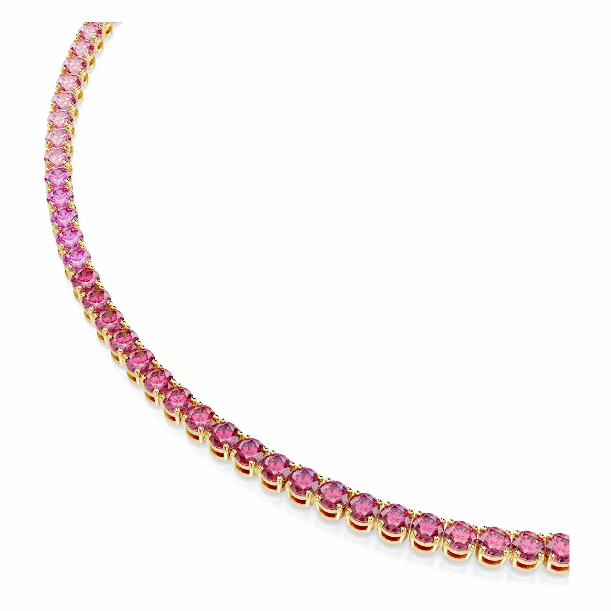 Swarovski Collar Tennis Matrix, Talla redonda, Rosa, Baño tono oro