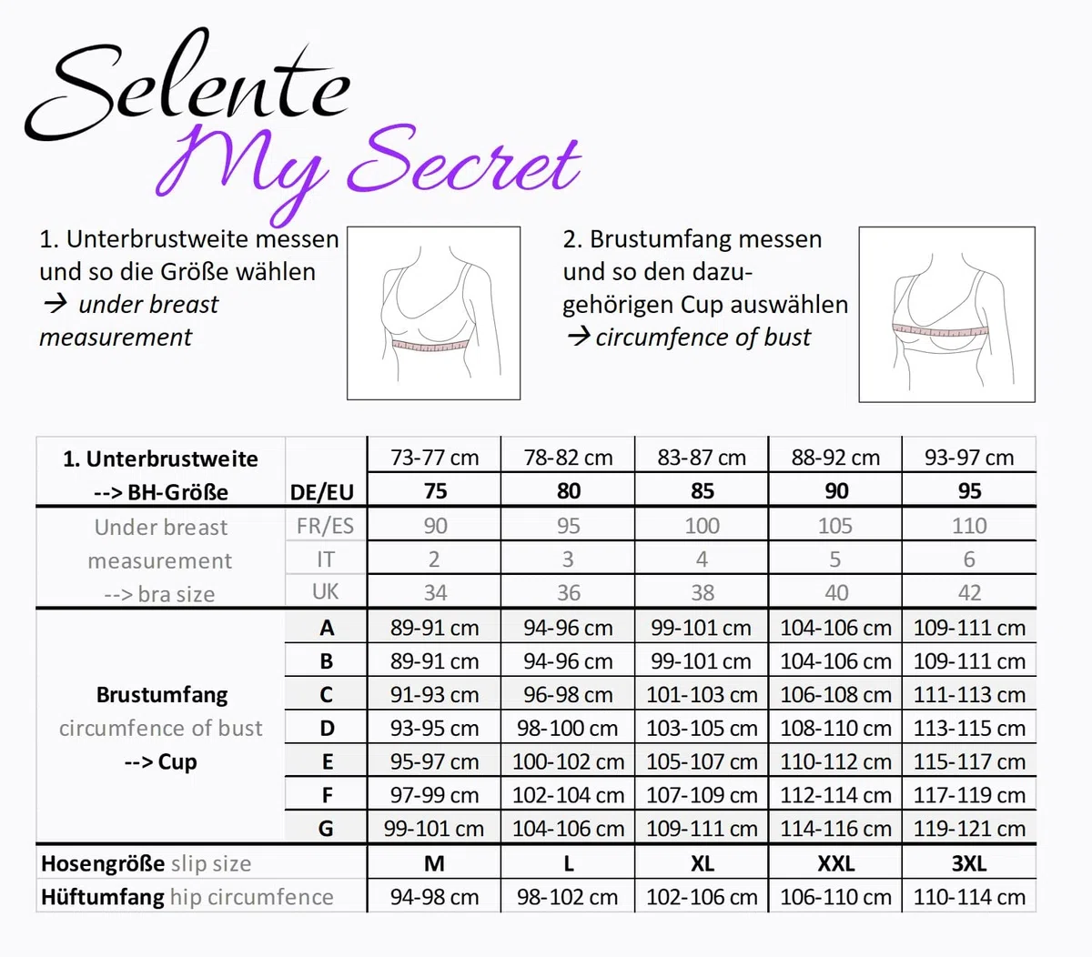 Selente My Secret - Traje de baño atractivo (bikini/bañador) en tallas grandes (copa C a copa H) con corte favorecedor