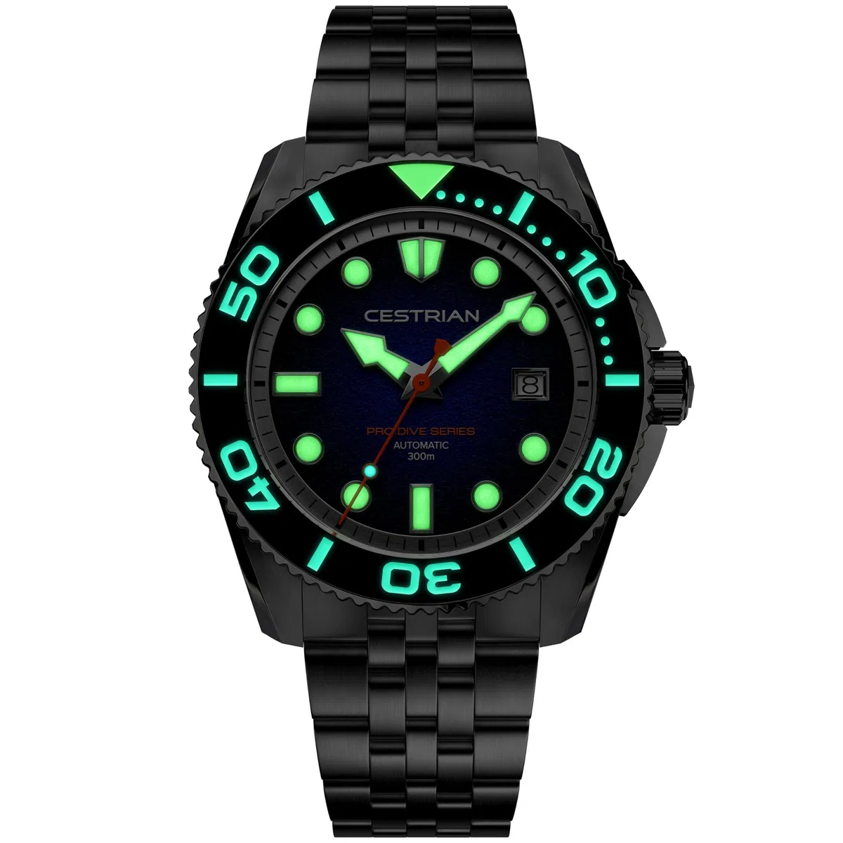 Cestrian Pro Dive - Reloj automático para Hombre de 42 mm, Caja y Pulsera de Acero Inoxidable 316L, Resistente al Agua hasta 300 m