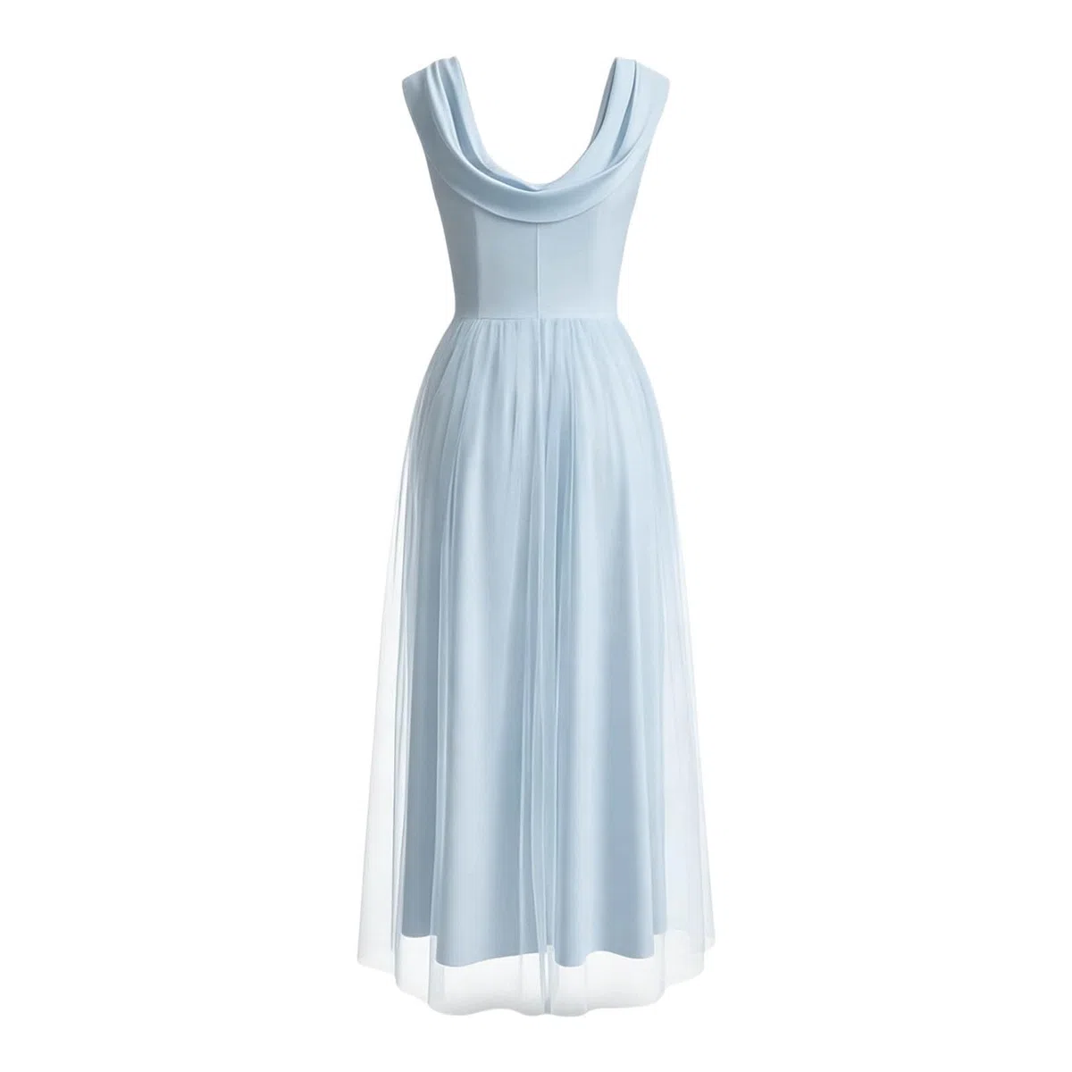 Elegante Vestido sin Mangas para graduación y Fiesta en la Playa. Corte Femenino Informal con Escote Redondo sin Hombros.