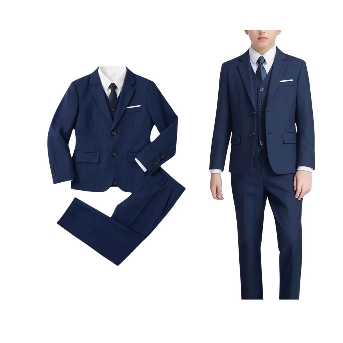 2026 Traje de niño Slim Fit Ring Tirantes, Traje de boda de 3 piezas, chaqueta Tuxedo, chaleco, ropa festiva, traje de esmoquin para niños, ajuste estrecho con chaleco blazer, 4-17 años