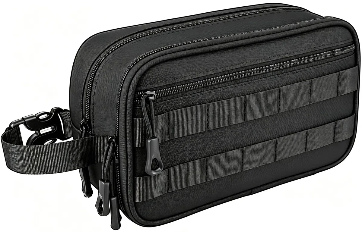 HILOMON Neceser de viaje para hombre, con cremalleras YKK, bolsa de aseo táctica con compartimentos, bolsa de baño impermeable, bolsa de higiene, bolsa de cosméticos para hombres, Negro -,