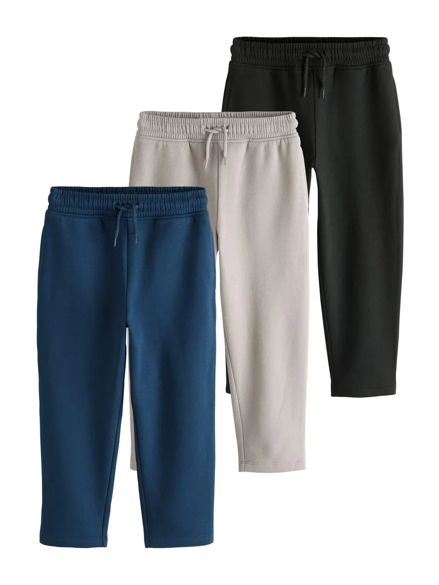 NEXT Niños Pack de 3 Pantalones de chándal de Corte estándar con Bajos Sencillos
