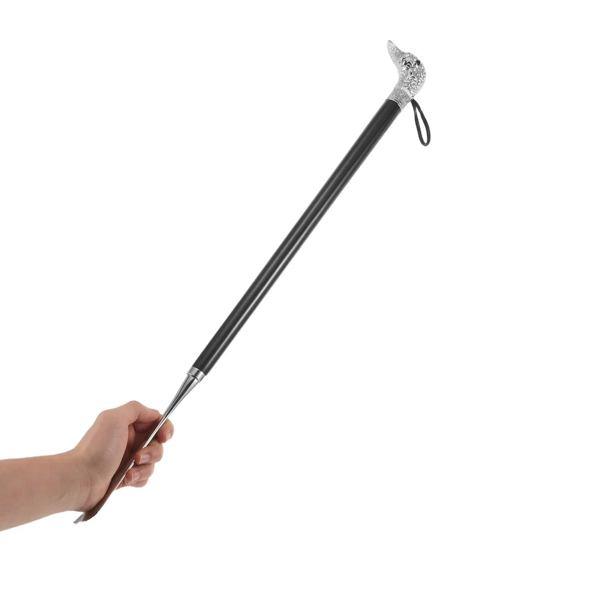 Ipetboom Calzador Metálico de Mango Largo 56 Cm Cabeza de Pato Calzador para Personas Mayores y Embarazadas Herramienta Auxiliar para Botas y Zapatos Color Marrón Claro para Uso Cómodo