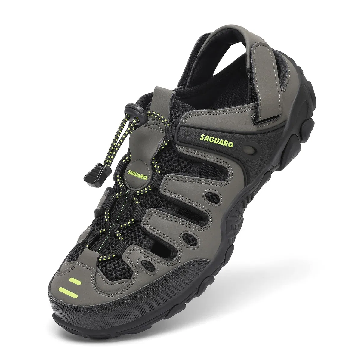 SAGUARO Sandalias de Trekking para Hombre con Puntera Cerrada Sandalias Deportivas de Verano Cómodas Transpirables Sandalias de Senderismo Verde 42 EU