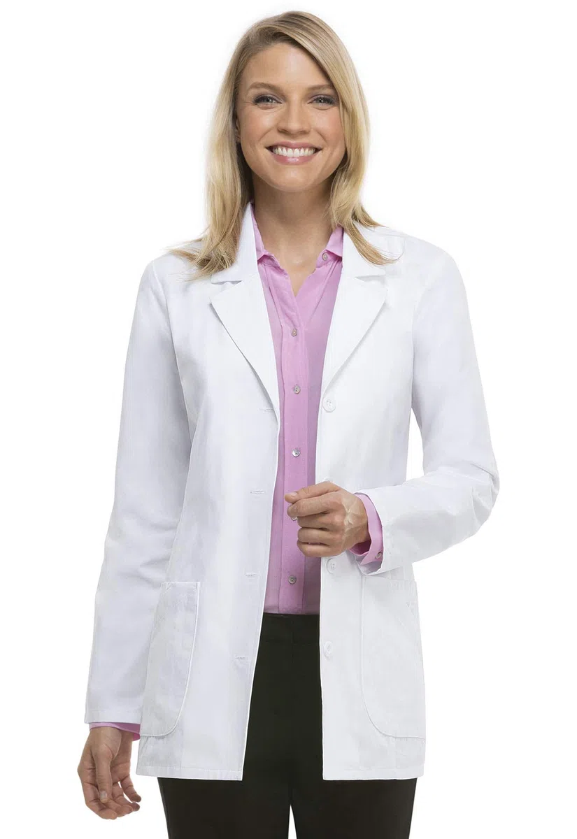 Dickies Women's 29 Inch Notched Collar Lab Coat, White, X-Large