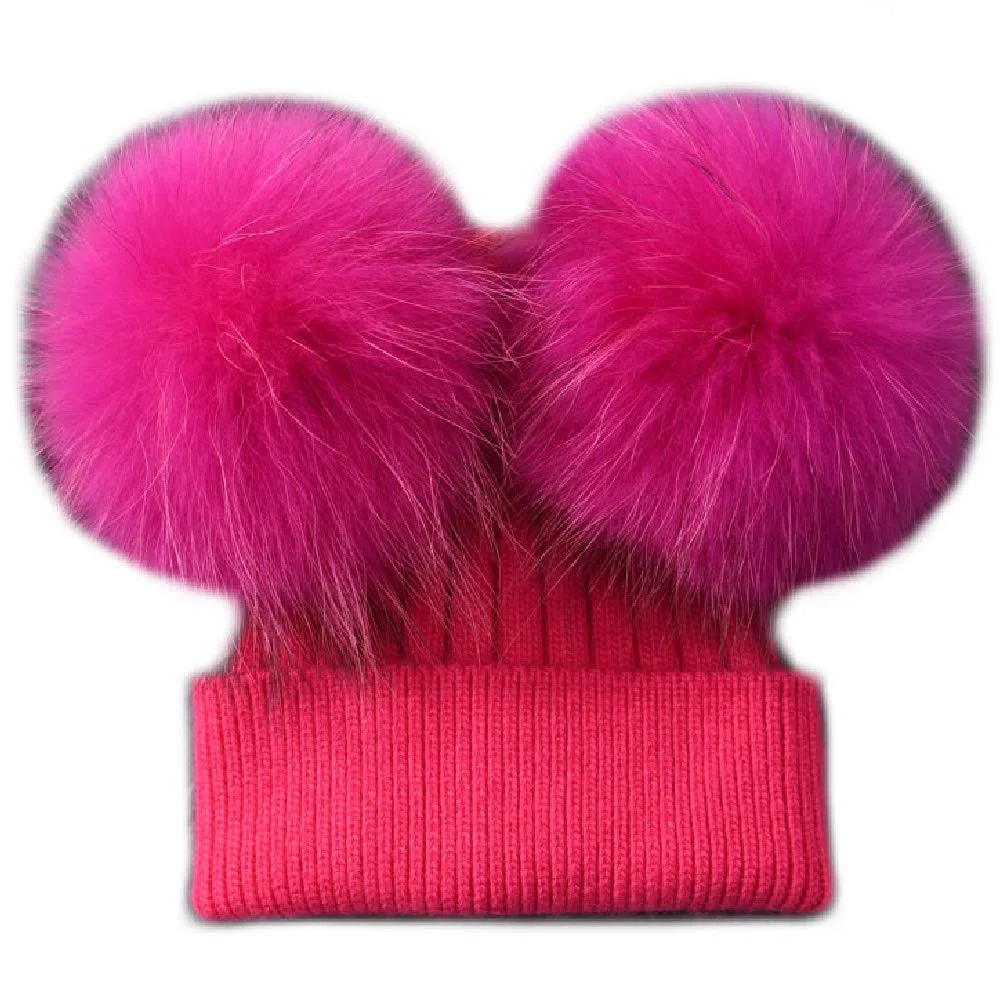 Gorro Cashmere Niño 1 año - 4/5 años Dos PON PON Piel auténtica Gorra Gorra Gorra