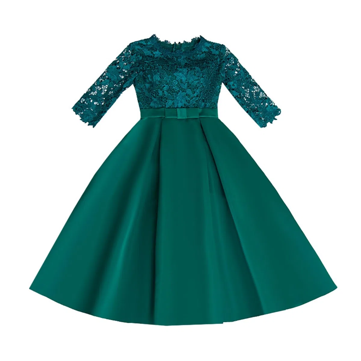 Vestidos de Dama de Honor Vestidos de Dama Honor Verdes for Boda, Encaje, Media Manga, hasta la Rodilla, satén, for, for Fiesta para la Noche