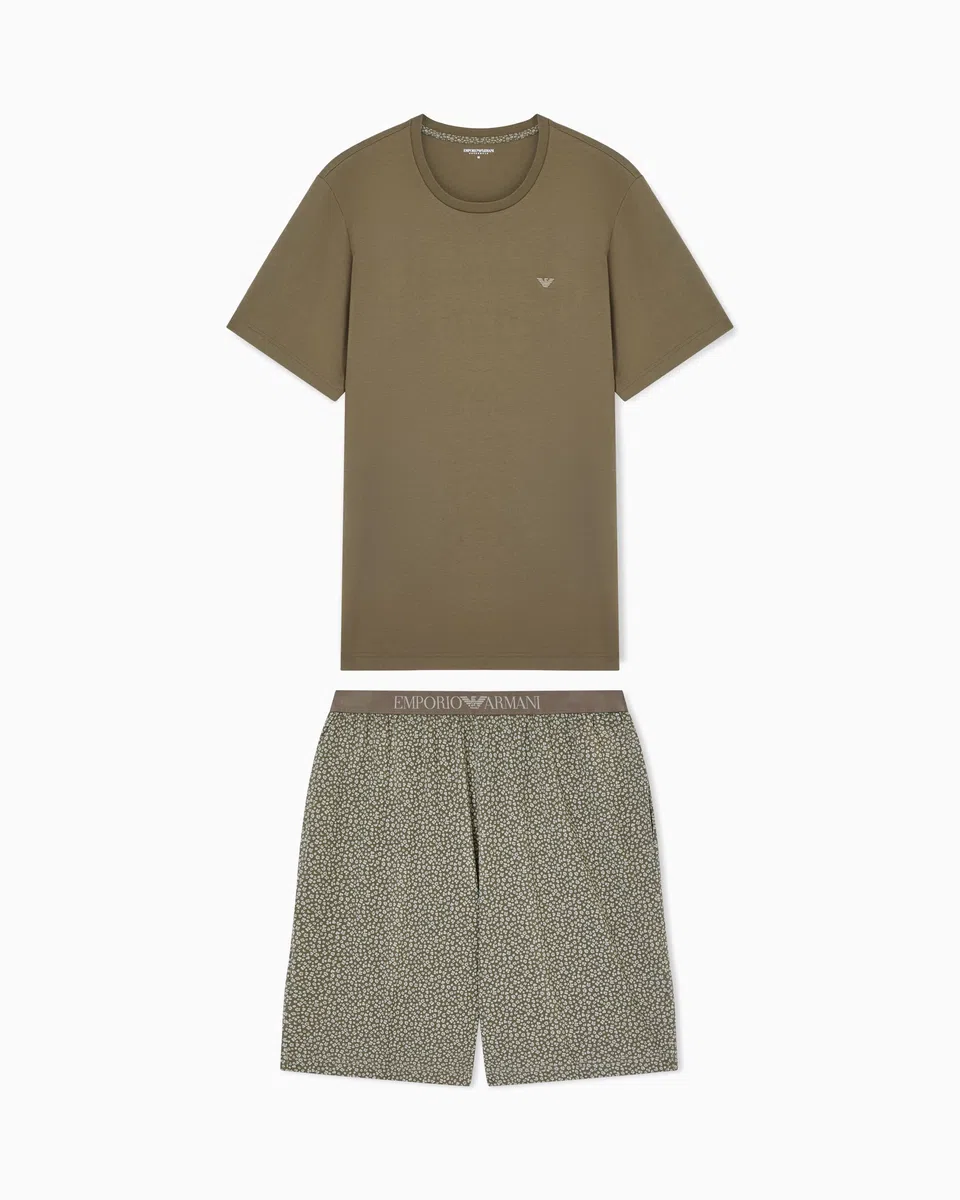 Emporio Armani T-Shirt+Shorts Pyjama Juego de Pijama Hombre (Pack de 2)