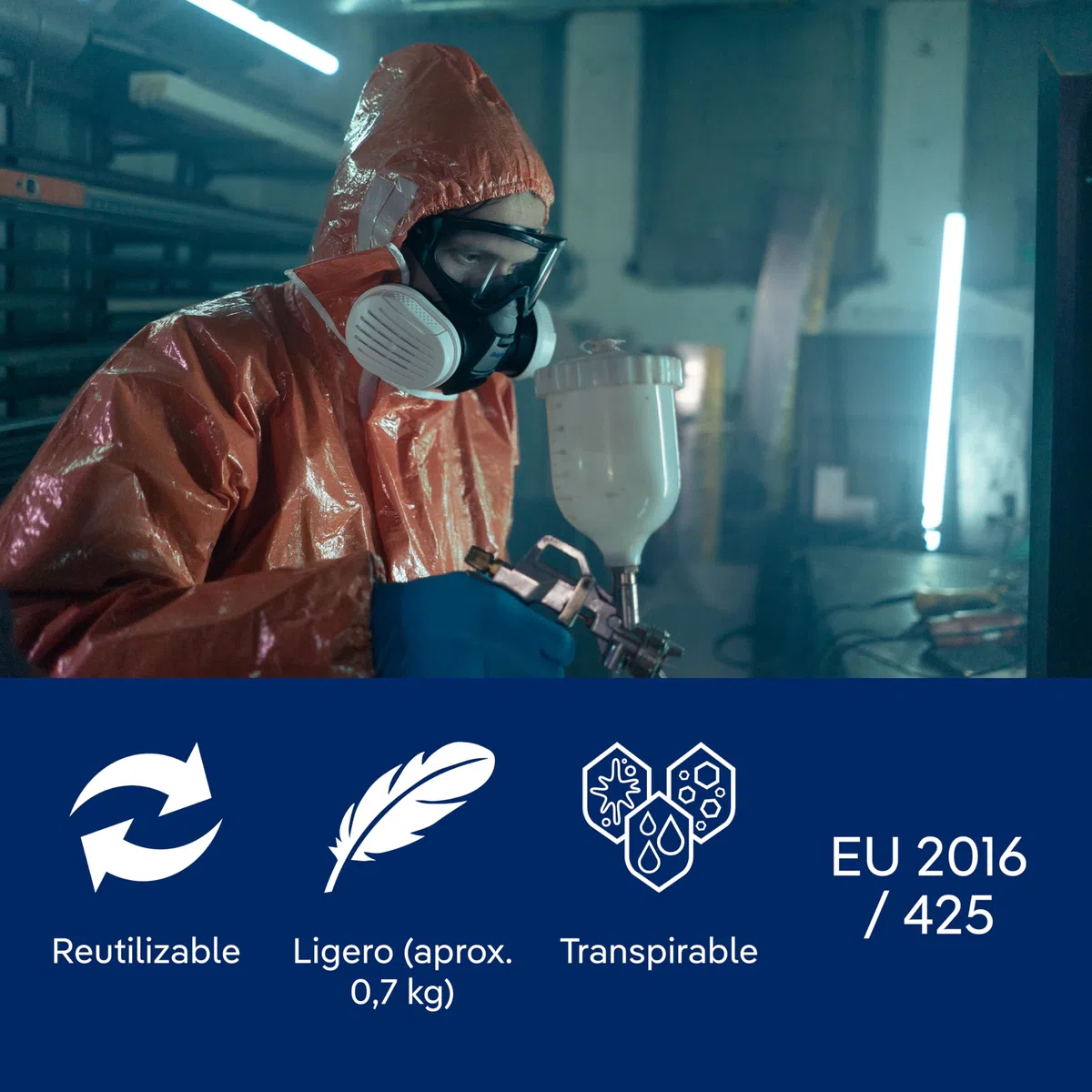 Dräger SPC 4400 CLF mono de protección profesional - Talla XL | Uso con mascarillas y respiradores para industria farmacéutica, petrolera y química