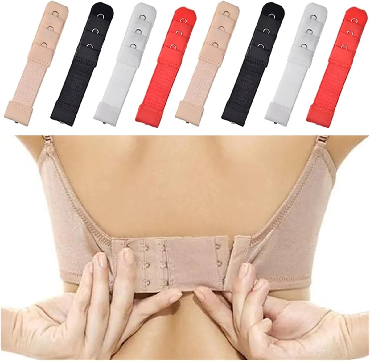 Sujetadores seguros, extensores versátiles, cierres giratorios, 1 fila y 3 ganchos, extensor de brasier, cierre de nailon, extensión de ropa interior, Beige1, 3Pc