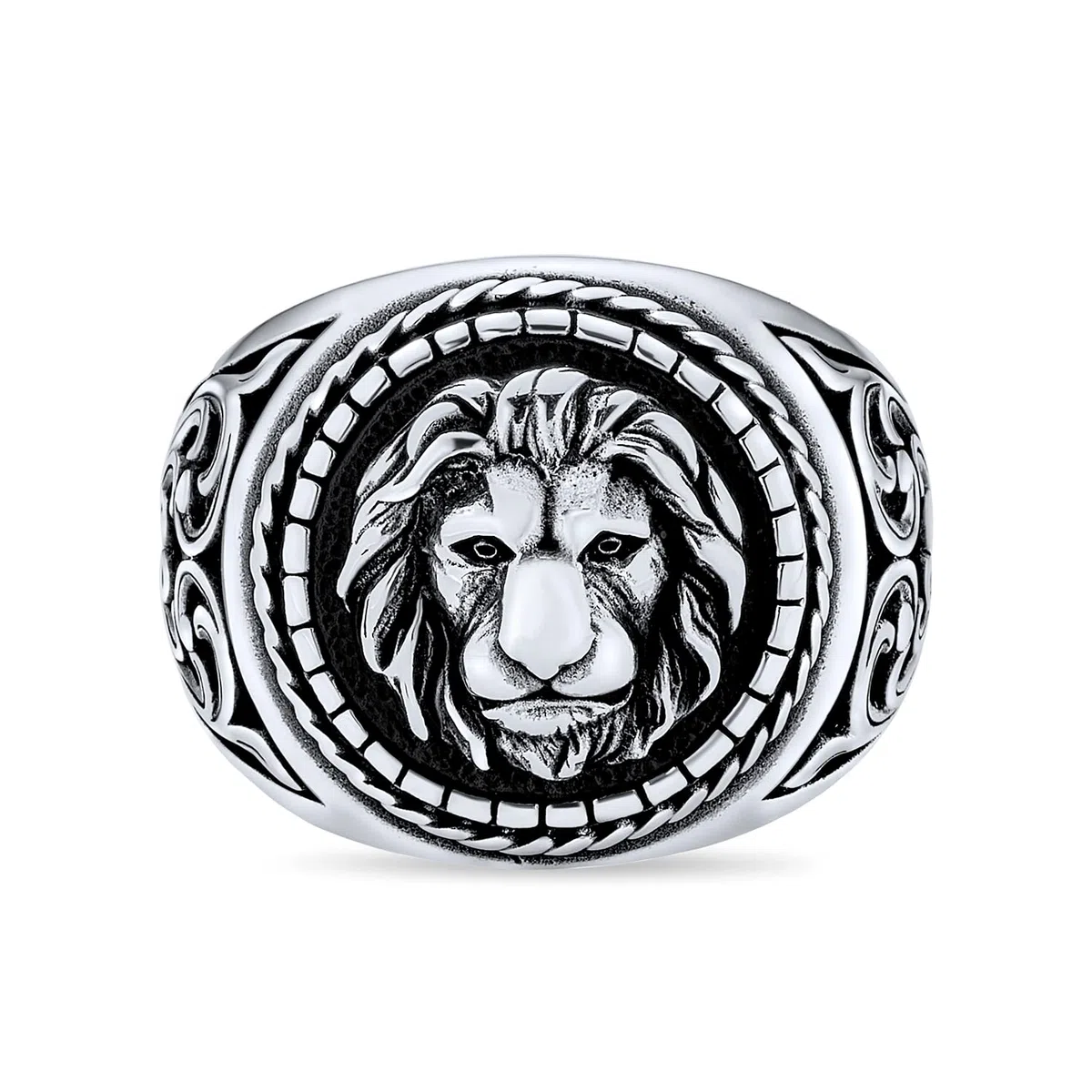 Bling Jewelry Anillo de león estilo vintage personalizado para hombre rey de la jungla sólido de plata esterlina .925 oxidada hecho a mano en Turquía