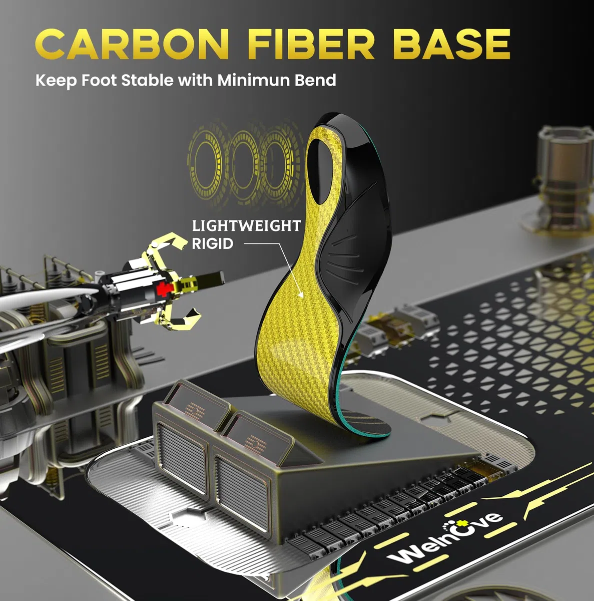 Plantillas de fibra de carbono con soporte para el arco - Suela de rendimiento amortiguadora para deportes activos - Retorno de energía y protección contra lesiones, no para zapatos con tacos y