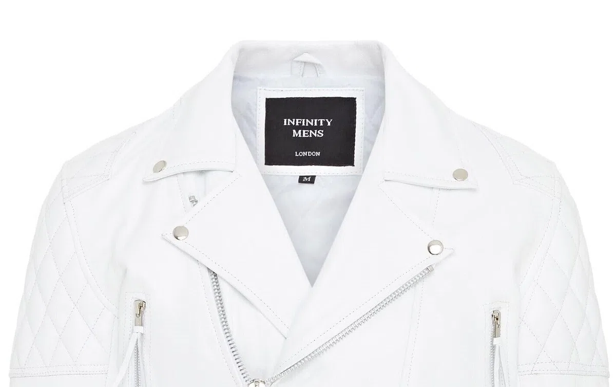 Infinity Leather Chaqueta Motera Brando de Piel de Vacuno Para Hombre