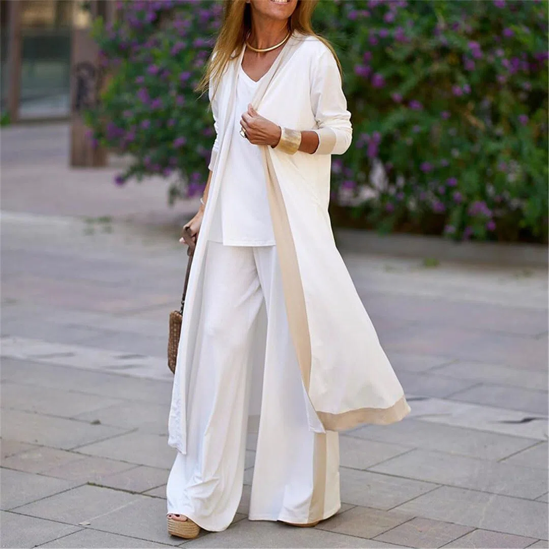 Conjunto Informal De Tres Piezas para Mujer, Pantalones Rectos con Cuello En V para Oficina, Traje De 3 Piezas