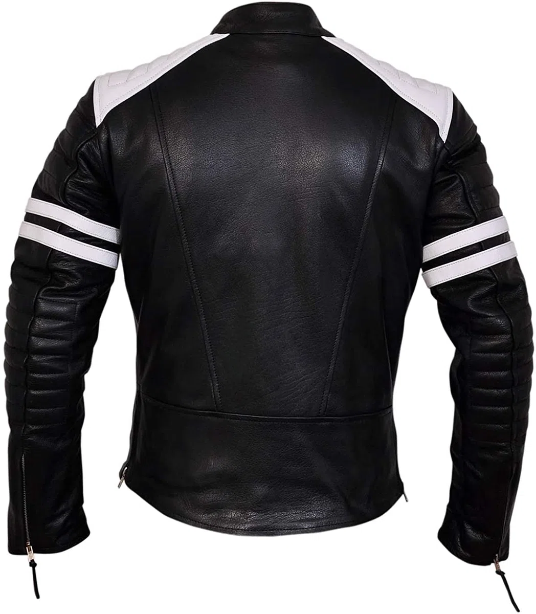 Mayhem - Chaqueta de cuero para motociclista a rayas estilo Fight Club para hombre