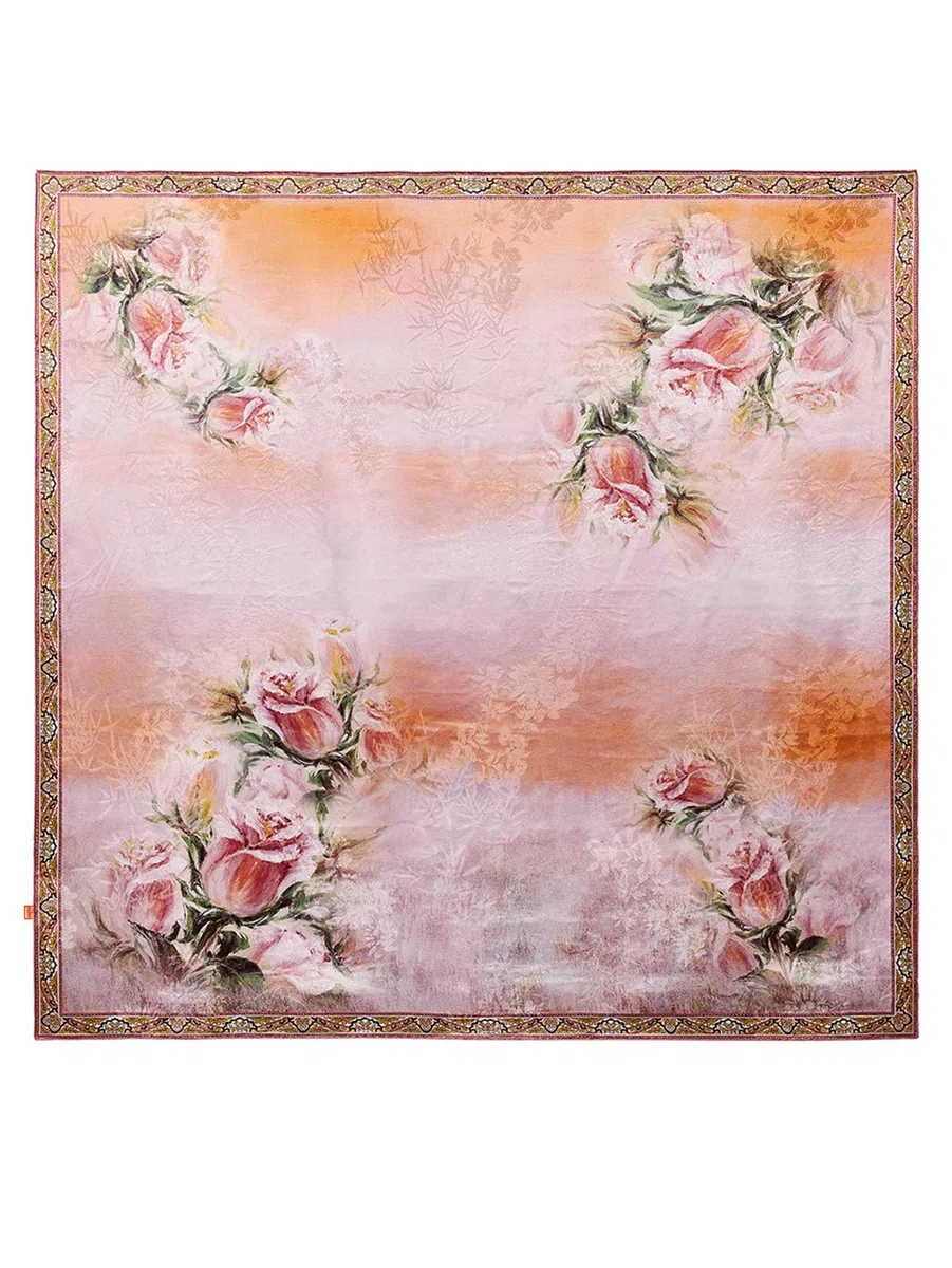HangErFeng Bufanda de seda de doble cara con estampado de rosas Hua Luo Jacquard, pañuelo cuadrado para el pelo, pañuelo para la cabeza, 104 cm 1630