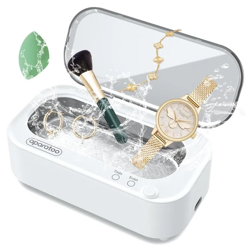 Limpiador Ultrasonidos, 48000Hz Limpiador Ultrasónico para Gafas, 350ML Limpiador Joyas Ultrasonidos Profesional para Relojes, Dentaduras,Anillos, Collares