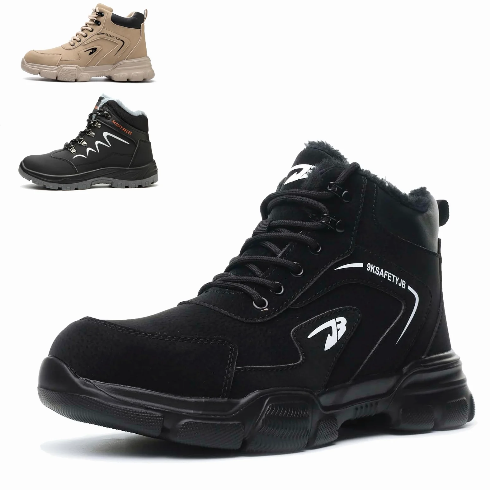 Zapatos de Seguridad de Invierno Impermeables Zapatos de Trabajo para Hombre Mujer Botas de Seguridad Ligeros Antideslizantes con Forro Cálido Punteras de Acero