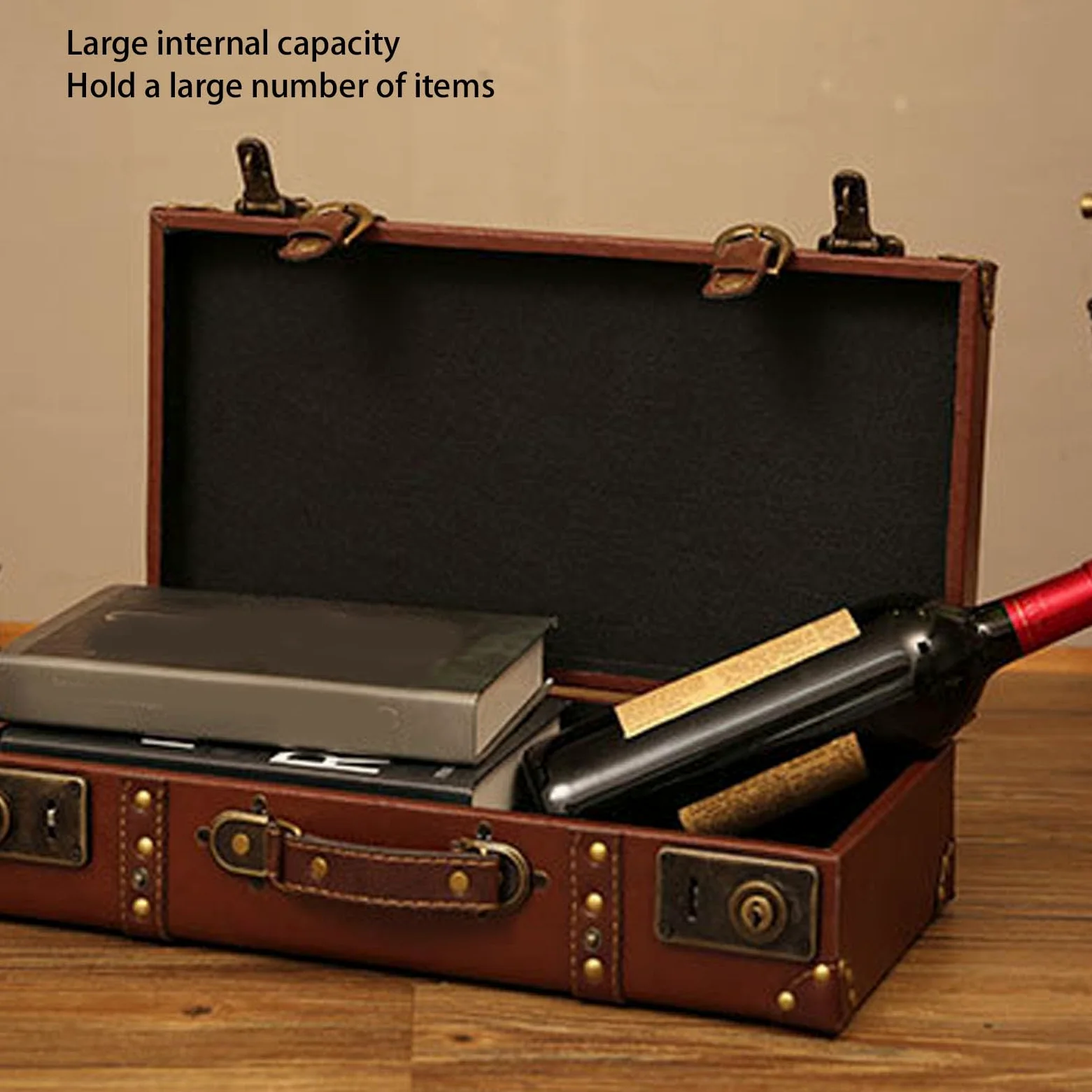 Qcwwy Maleta Retro, Caja de Equipaje Cuidadosamente Diseñada de Gran Capacidad, Cofres de Almacenamiento con Diseño de Asa Liviana y Delicada para Familias, Viajeros o Cualquier