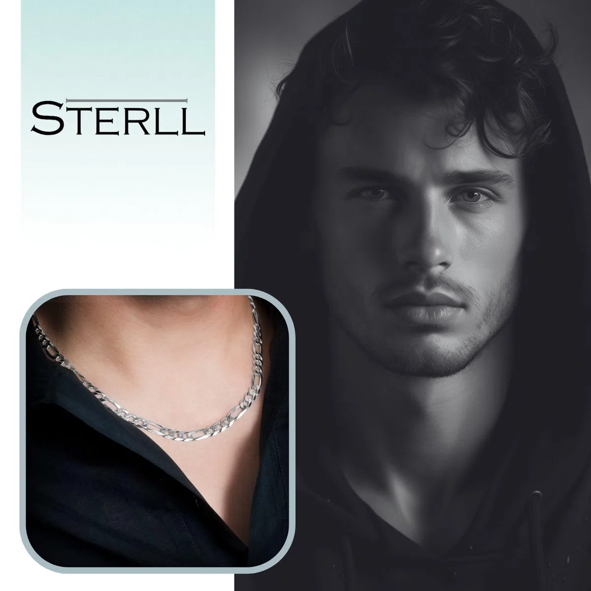 Collar de plata maciza 925 para hombre, ideal como regalo para marido o amigo, con caja de regalo