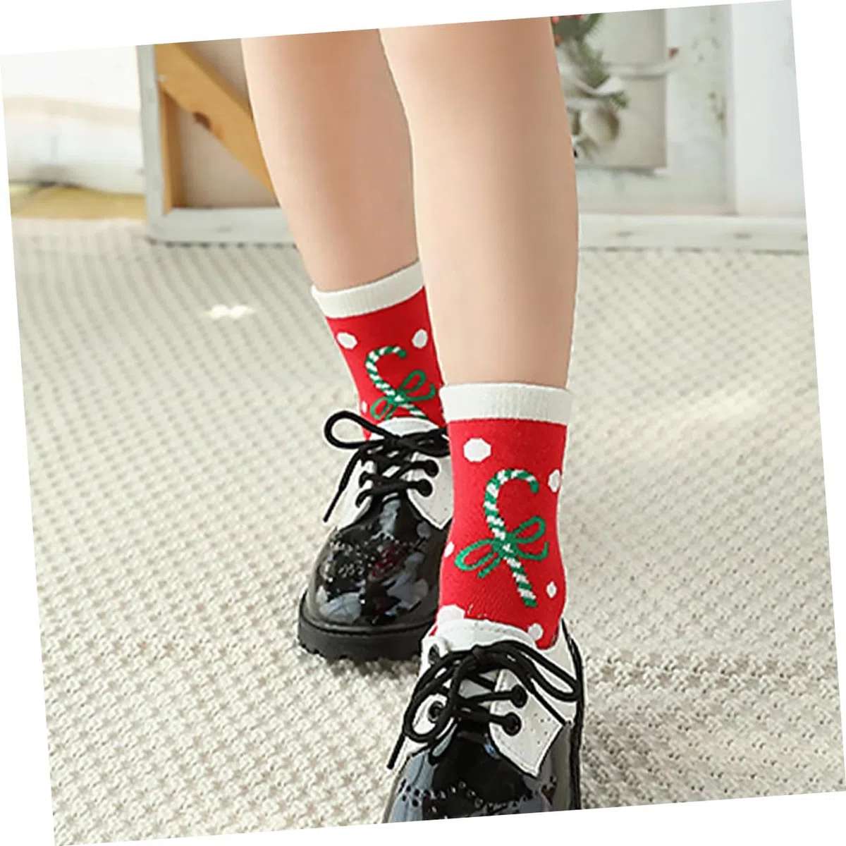 5pares Medias de Navidad de Dibujos Animados Calcetines Cálidos de Algodón para Calcetines de Otoño Invierno para Fiestas de Navidad