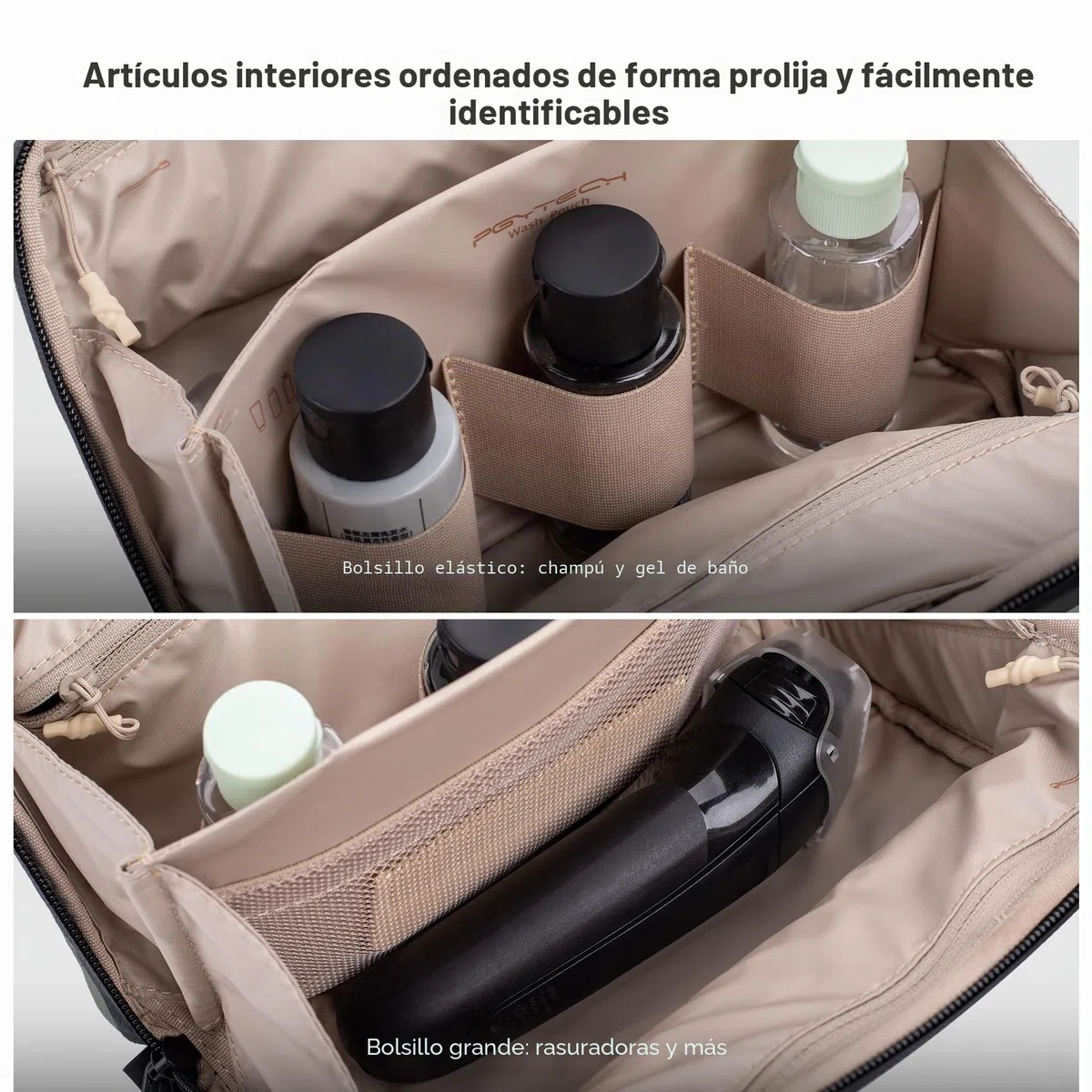 PGYTECH Neceser de Viaje Bolsa de Aseo, Organizador Compacto Negro | Tejido Impermeable, Separación Seco y Húmedo, Gancho Colgante, Múltiples Bolsillos, Neceser Ligero de Viaje