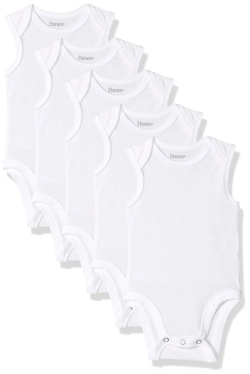 Hanes Ultimate Baby Flexy 5 unidades sin mangas Bodysuits (tanques) - blanco - 12 -18 meses