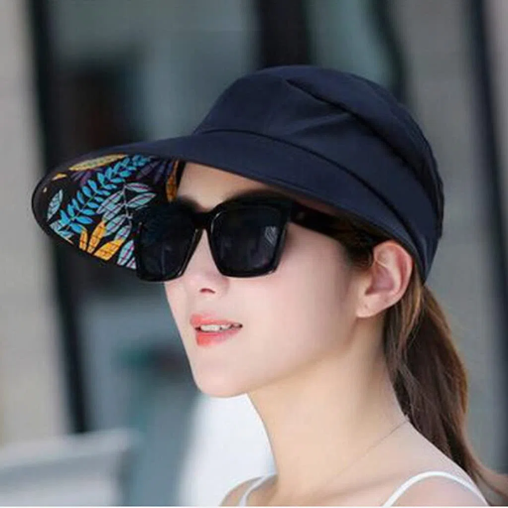 YXWYXWA Summer Sun Protection Plegable Mujeres Borros Anchos Damas Giras para la Playa de Vacaciones