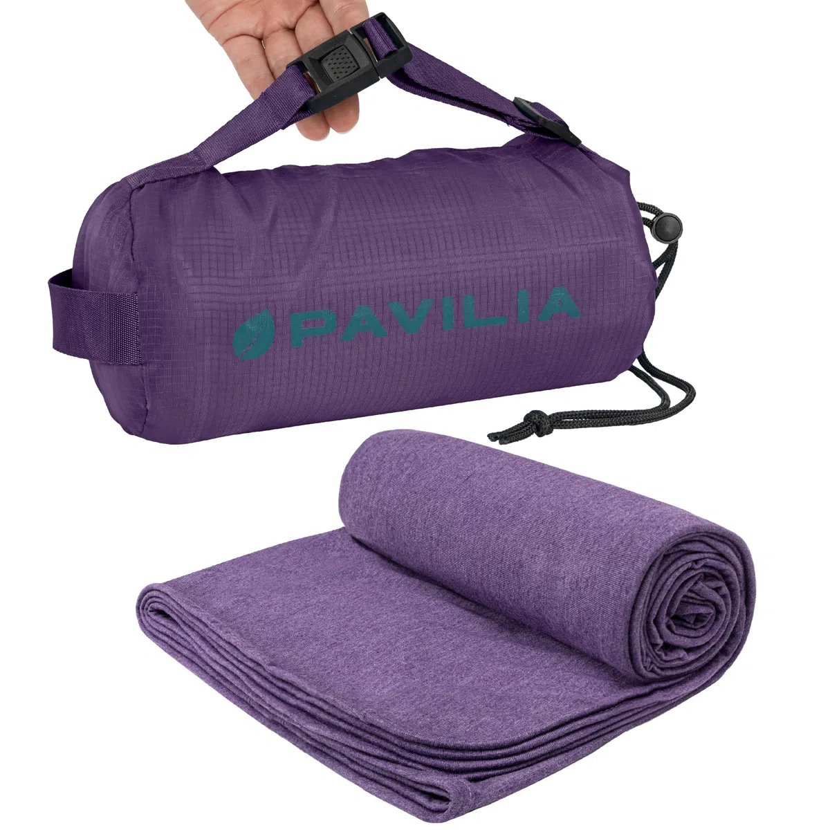 PAVILIA Manta de Viaje compacta con Bolsa, Manta Suave y Plegable para niños y Adultos, artículos Esenciales de Vuelo de Campamento, Accesorios de Regalo para viajeros, Correa de Mochila de Equipaje,