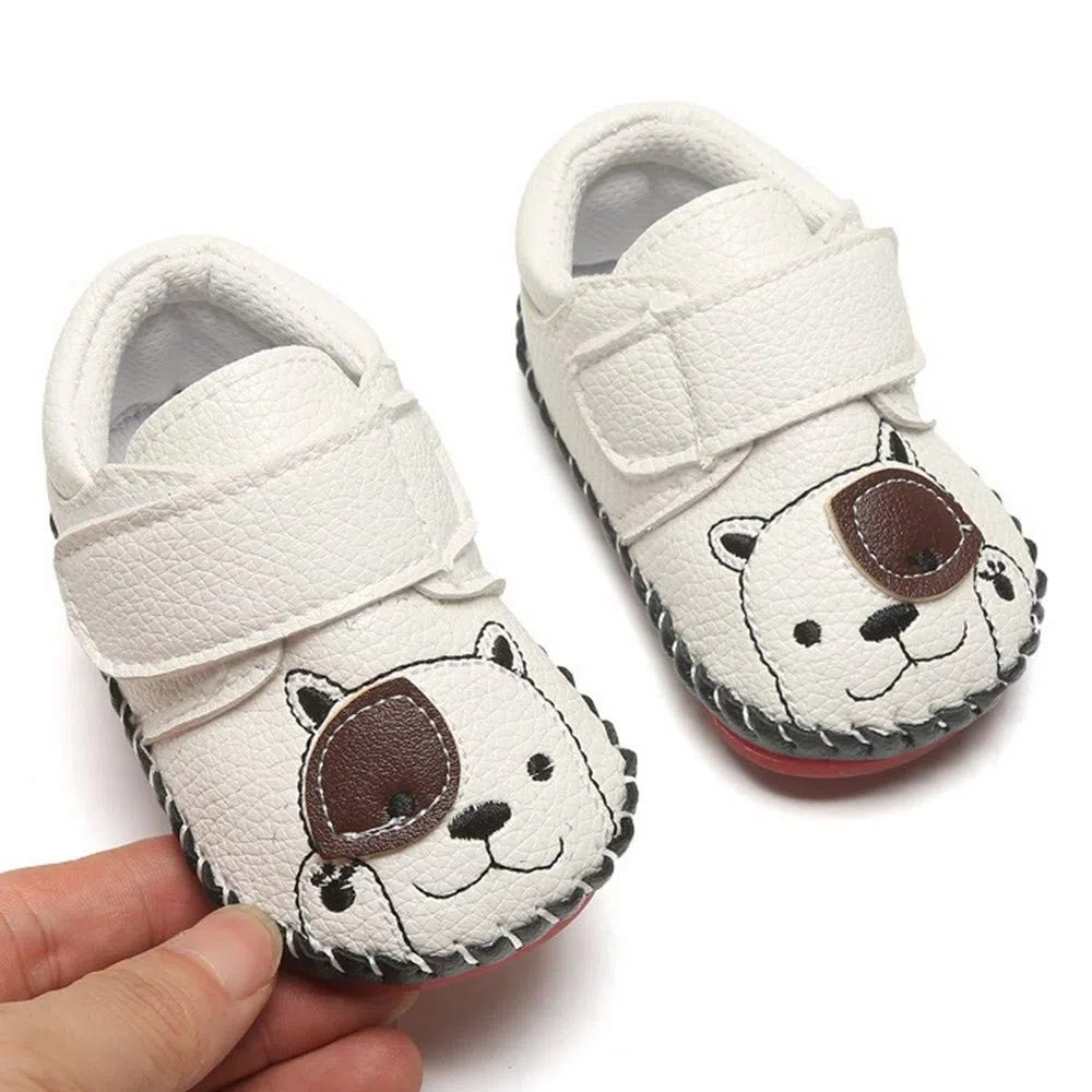 Geagodelia - Zapatos de paseo con fondo rígido de piel sintética para recién nacido, suela de goma para primeros caminos, zapatillas para niño Size:
