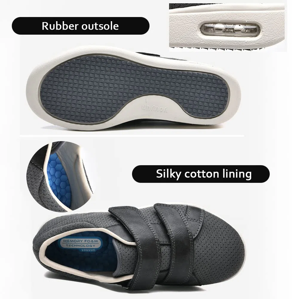 Zapatos Ortopédicos Diabéticos Mujeres Ajustable Edema Zapatos Hinchados Transpirables Antideslizantes Zapatos para Caminar para Mayores Zapato Vendaje Ortopédico,Caqui,38EU